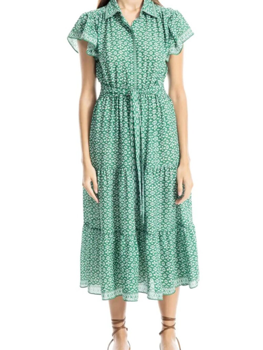 Max Studio London Shirtdress Floral Tie Front